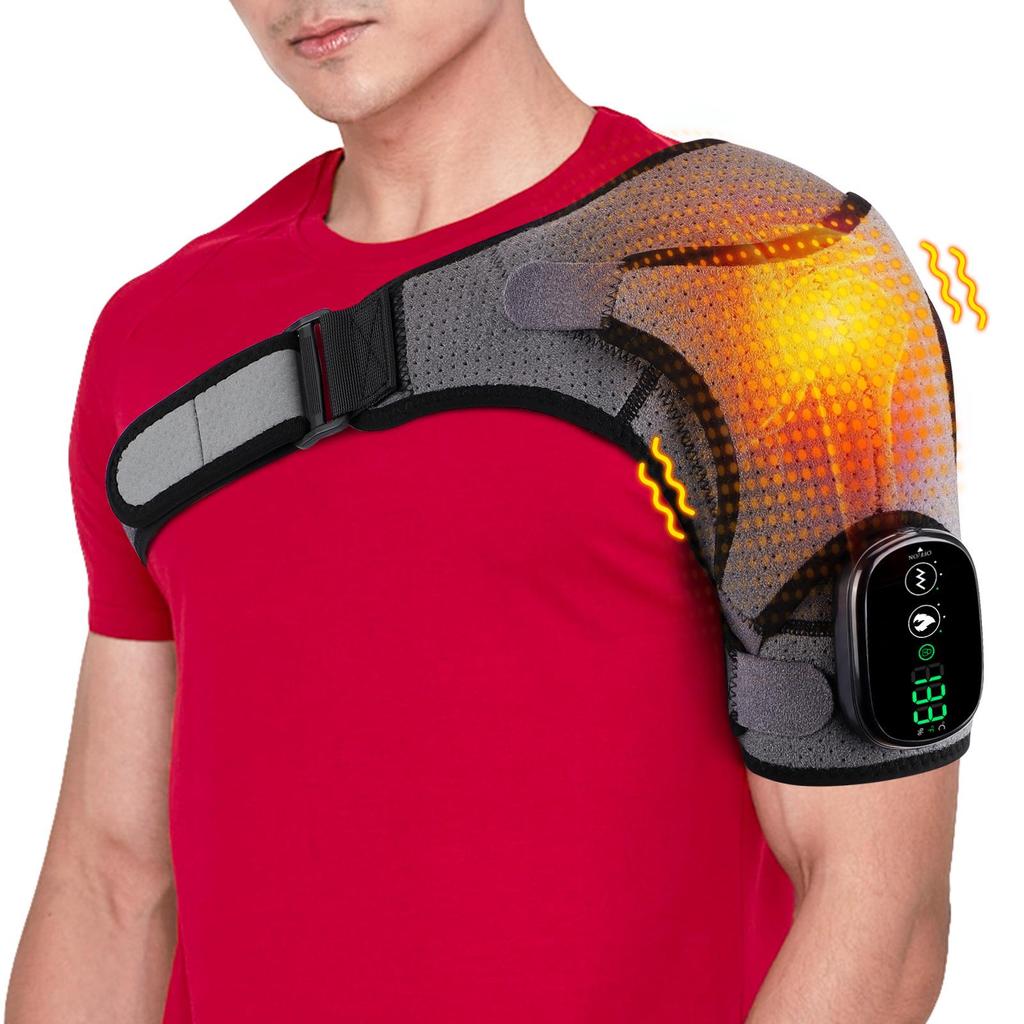 Wireless Heated Shoulder Massager with Vibration Therapy