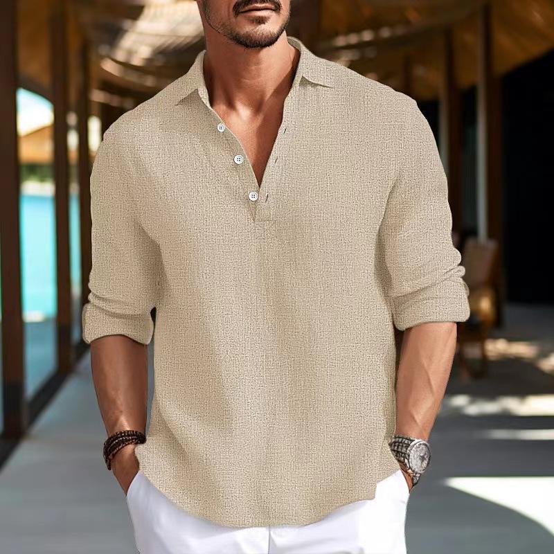 

Мужские рубашки с пуговицами на лацканах, весна-осень, топы с длинными рукавами, однотонная офисная блузка, мужской деловой льняной кардиган для собеседования, одежда XXXL хаки
