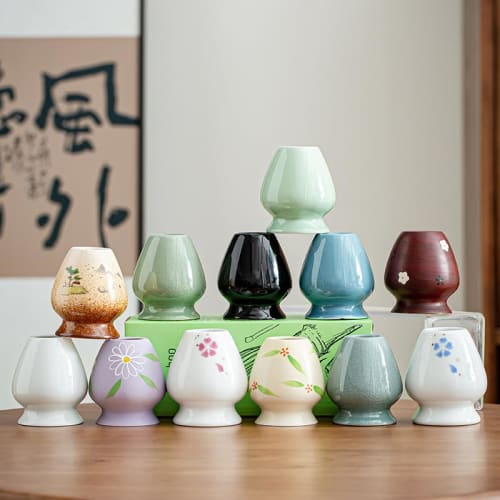 Hyakubontate Teseremoni Redskapssett med Matcha Visp - 4-delers sett med Chasen Holder, Chashaku og Chasaju (Teskje) - Det perfekte oppsettet for Pr