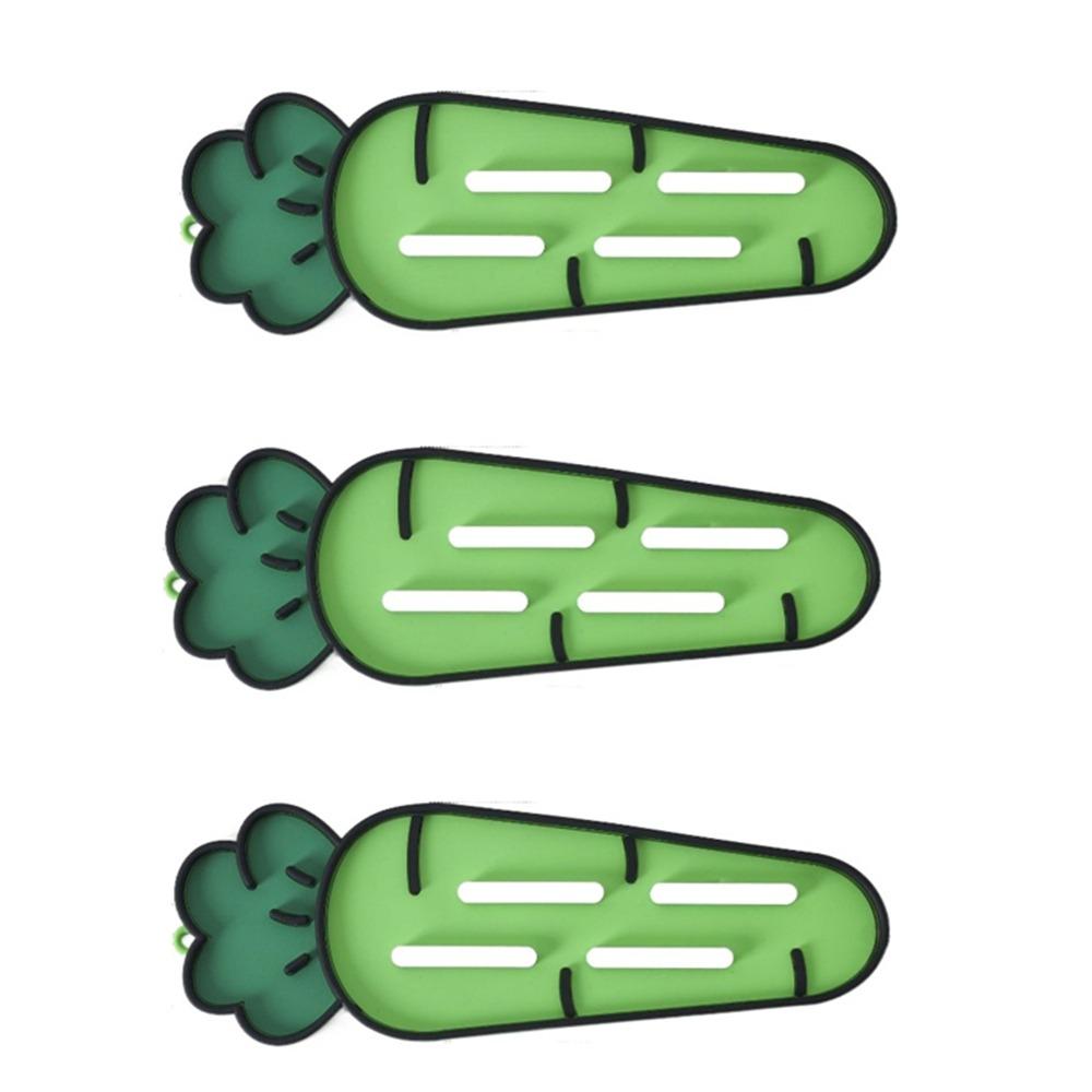 

3Pcs Cartoon Pot Lid Storage Mat Carrot Shaped Soap Drain Pad Countertop Drain Pad Bathroom зелёный