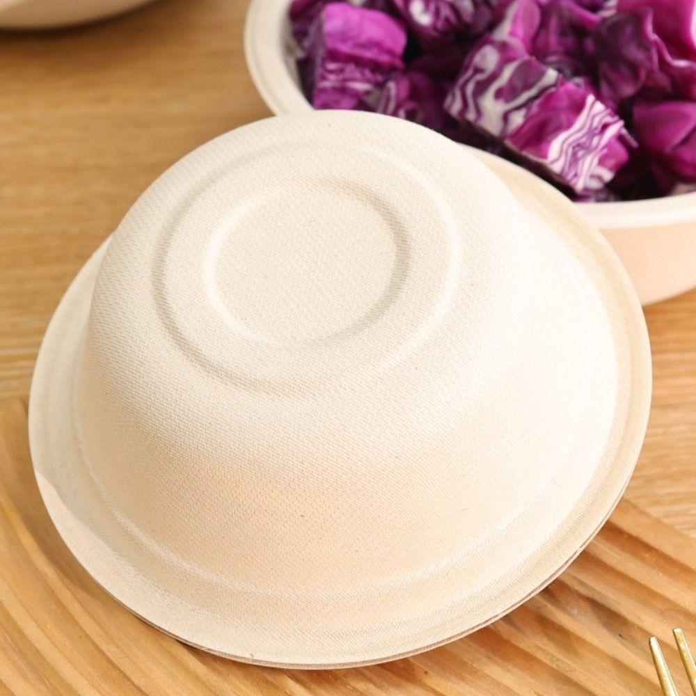 50PCS Thickened Eco-friendly Paper Bowl Leak-Proof Design Kitchen Accessories Round Lunch Bowl Soup Bowl for Takeout/Picnic