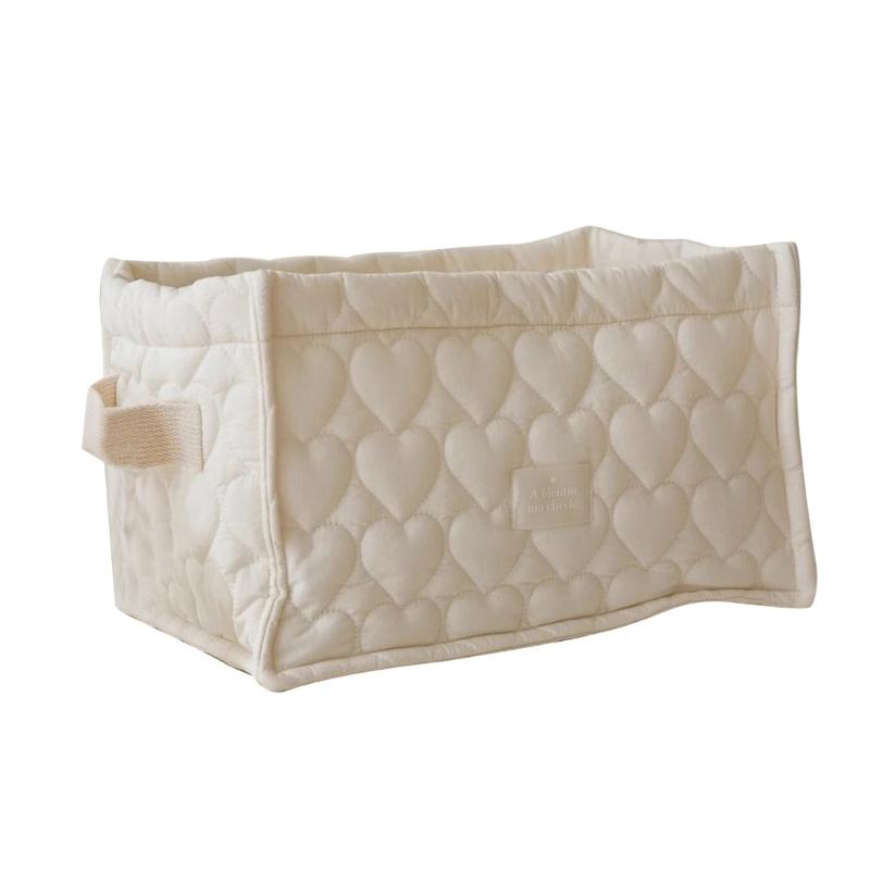 

Sturdy Cotton Fabric Desk Organizers Basket Portable for Tidying Space Saving In Bedrooms Offices and Study Rooms 1