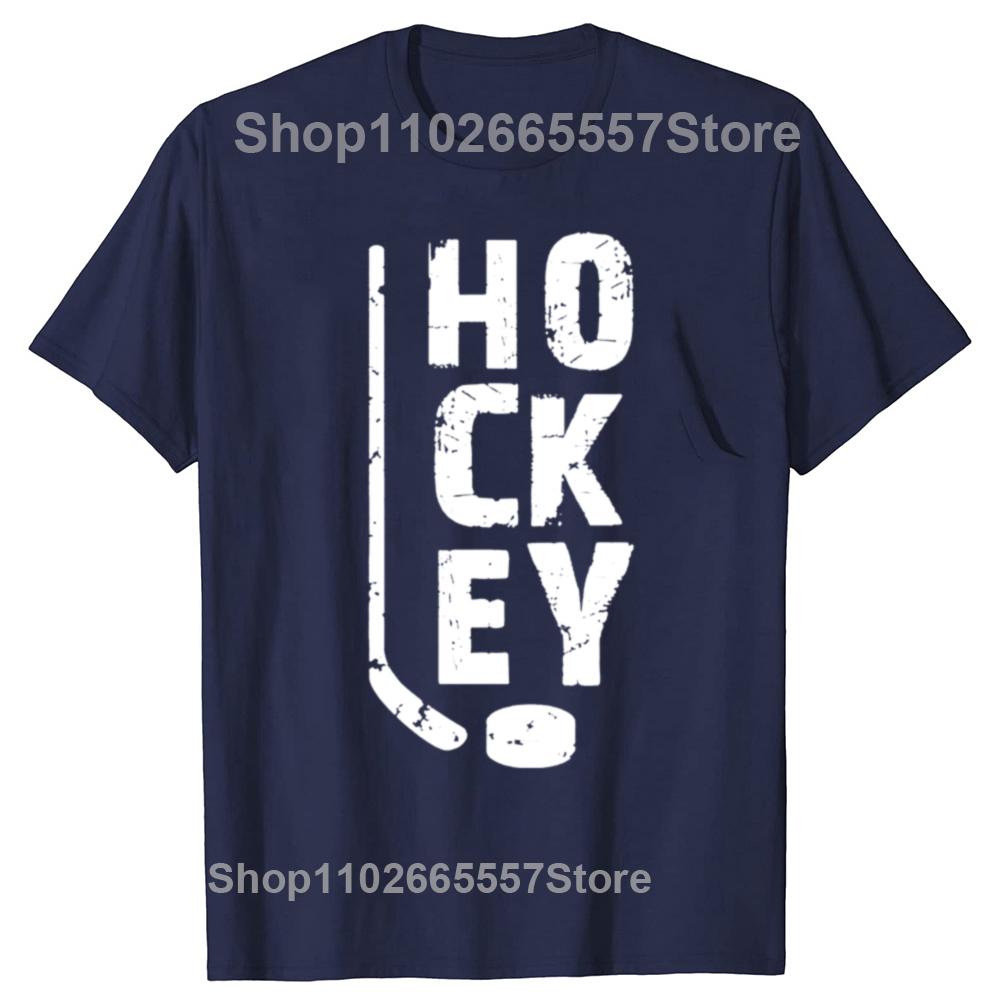 Funny Ice Hockey Player Gift Hockey Son Hockey Dad Graphic Tshirt Men Fashion Casual Tshirt 100 Cotton Loose Oversized T Shirt