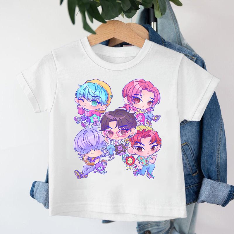 Nuova 2026 KPop Demon Hunters Saja Boys Cartone Animato Ragazzi T-shirt Girocollo Stampa Moda Casual Top T-shirt Bambini Abbigliamento Bambini