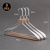 3Pcs Retro Metal Wood Hanger Wardrobe Wide Shoulder Non-slip Clothes Hangers Household Coat Pants Suits Drying Rack Organizer