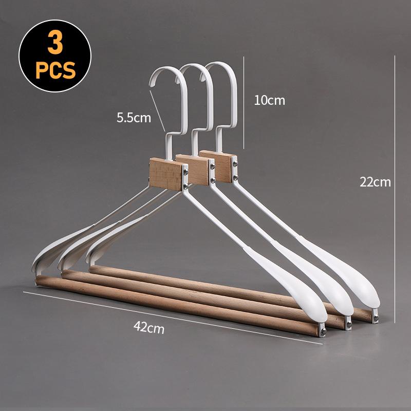 3Pcs Retro Metal Wood Hanger Wardrobe Wide Shoulder Non-slip Clothes Hangers Household Coat Pants Suits Drying Rack Organizer