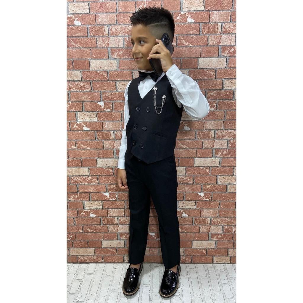 Children's Vest Suit With Shirt Set 0-1 Years - 14 Years Black