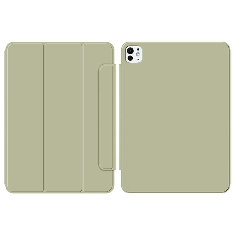 For iPad Pro 11 (2025)/11 (2024) Case Magnetic Attachment PU Leather Drop-Proof Tablet Cover with Tri-Fold Stand