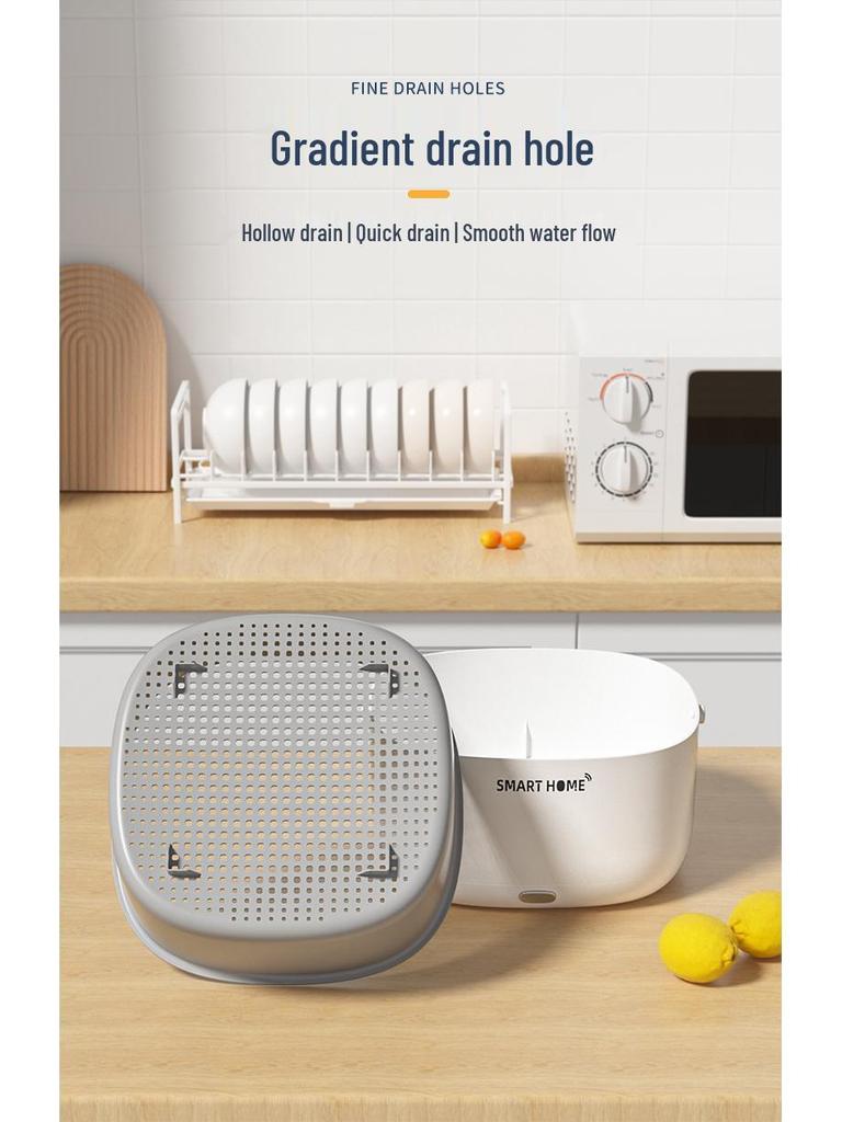 Multifunctional Ultrasonic Vegetable & Fruit Washer with Large Capacity Basin and Drain Basket