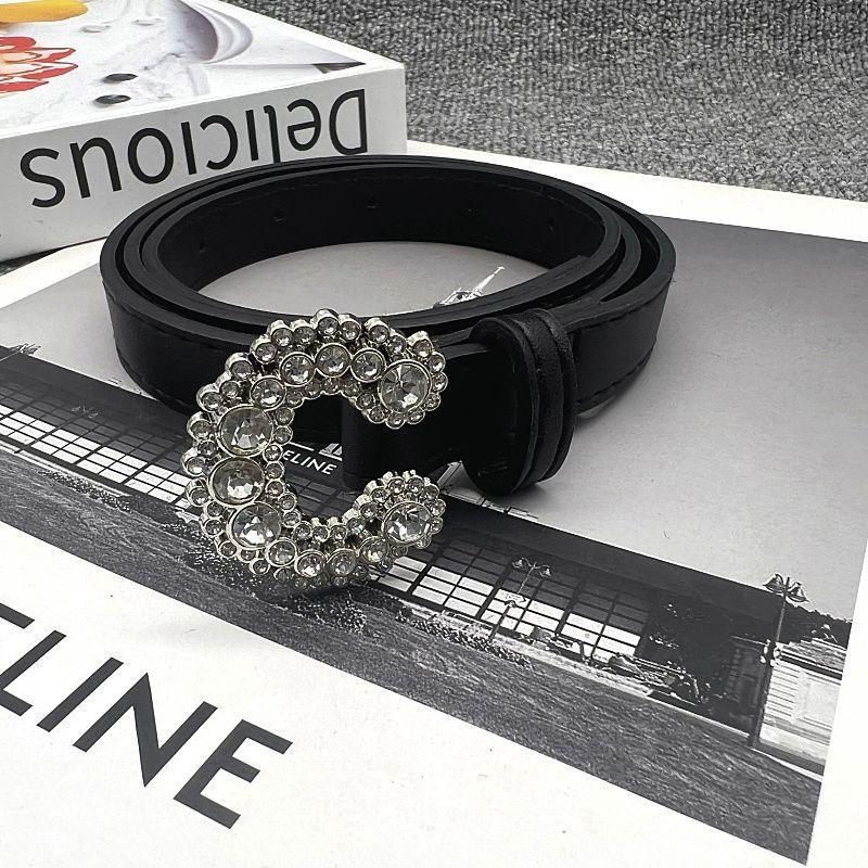 Fashionable Black Wide Decorative Waist Belt With Stunning Rhinestone Accents