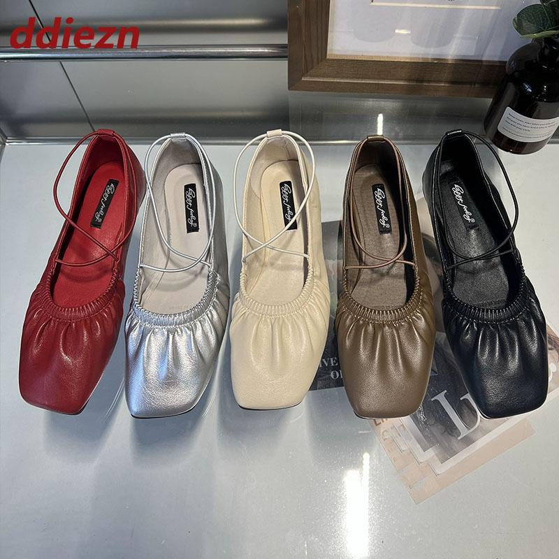 Fashion Fashion Shallow Ladies Mary Janes Flats Shoes Soft Female Square Toe Footwear Slip On Women Ballet Flats Shoes 2025 New