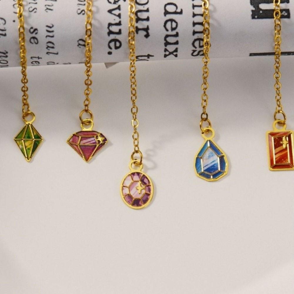 Colorful Butterfly Bookmark With Chain Metal Oil Painting Bookmarks Pendant Decorative Stationery Bronzing Bookmark