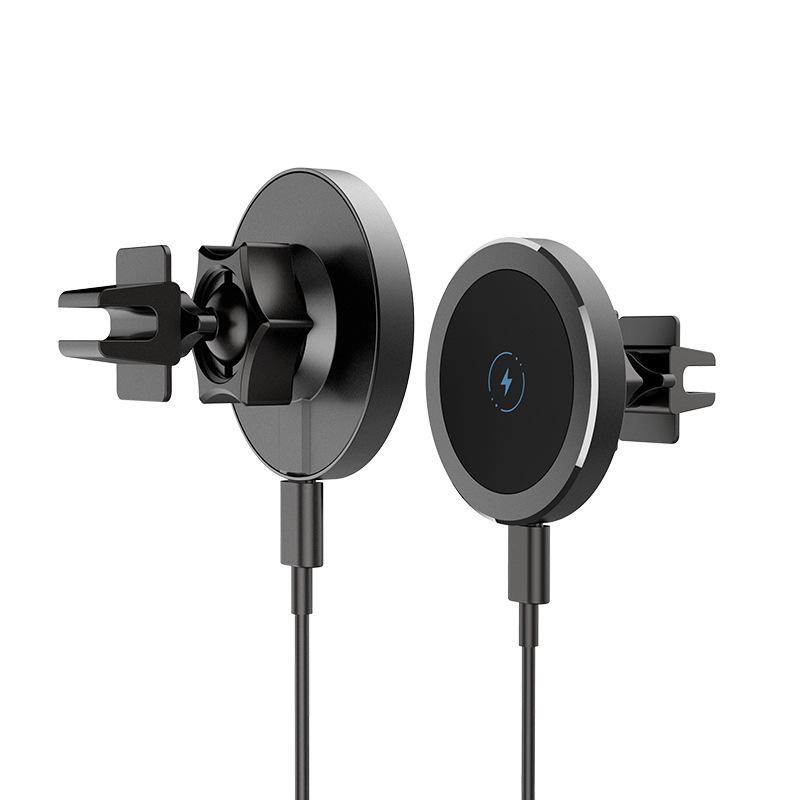 Uchwyt samochodowy na telefon o mocy 15 W. Bezprzewodowa ładowarka samochodowa. Magnetyczna podstawka do ładowania bezprzewodowego