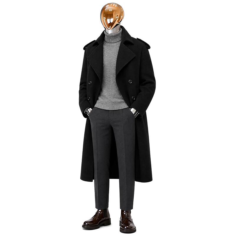 Romon Men's Mid-length Double-breasted Trench Coat