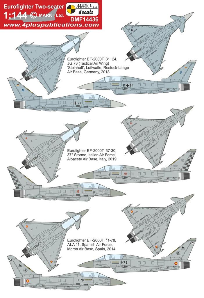 Mark 1 Eurofighter Typhoon Decal Plastic Model Decal MKMDMF14436 1/144 Two-seater (for Revell) (Airplane)