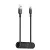 Spiral cable USB-A - USB-C 480Mb/s 3A 1.2m - black