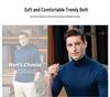 Men's High Neck Wool Sweater - Light Luxury, Solid Color, Brushed Fleece, Autumn/Winter Casual Knit