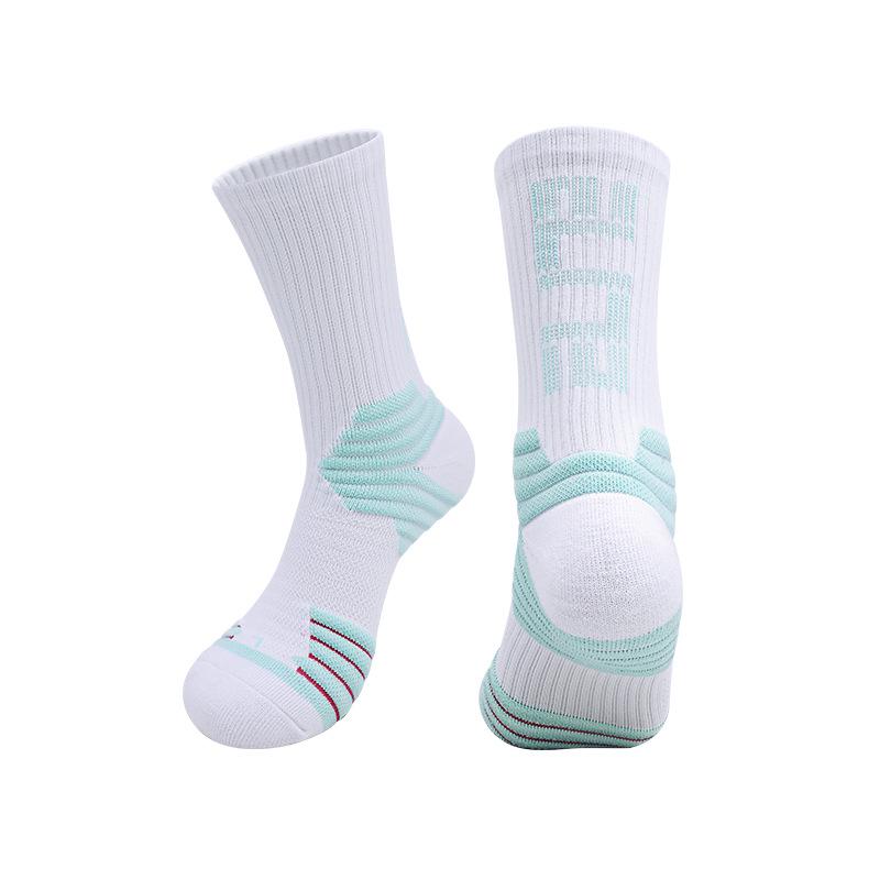 Summer Elite Men's Anti-slip Mid-calf Sports Socks: Durable, Thick, Towel Bottom, Perfect for Basketball & Cycling.