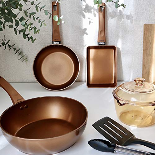 PEARL METAL VISIONS Deep Frying Pan, 24cm, Induction Compatible, Gold Coating, CP-8814