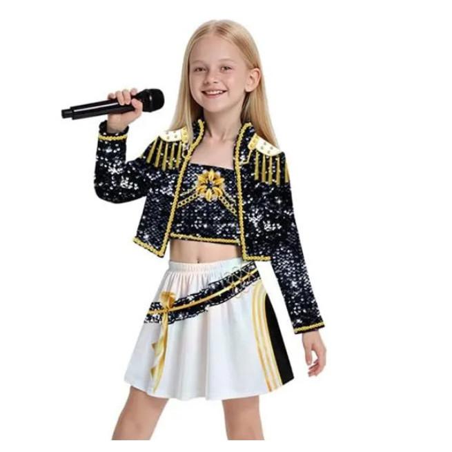 Girls K-pop Rumi Zoey Cosplay Huntrix Costume 3D Print Demon Hunters Mira Stage Costumes Girls Halloween Party Clolthes Set