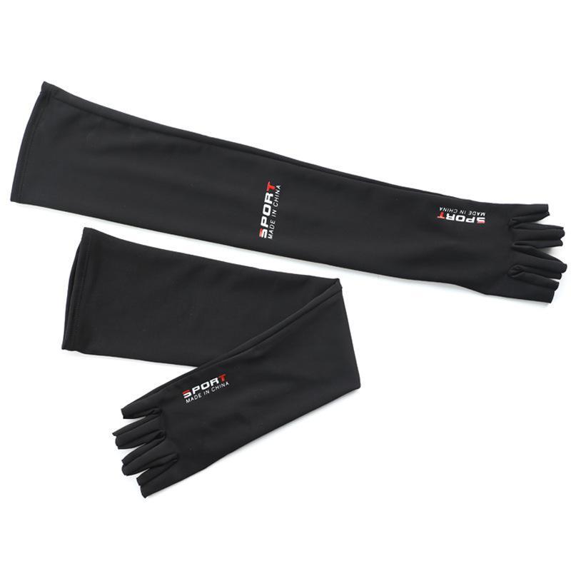 Sunscreen ice silk sleeves mens summer new half-finger non-slip sweat-proof breathable arm sleeves UV-proof gloves One size
