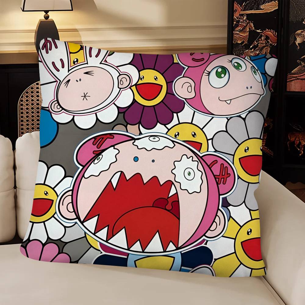 Art TTakashi Murakami Pillow Case Fashion Square Pillowcase Bedroom Sofa Room Ins Decoration Leisure