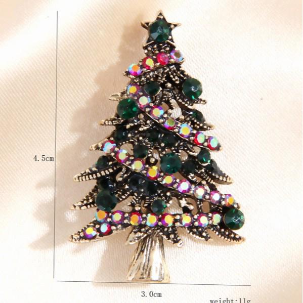 Sparkling Diamond Christmas Tree Brooch for Women