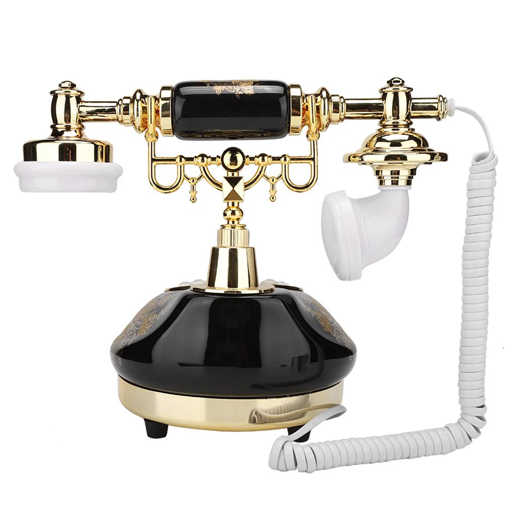 MS 9107 Ceramic Black Gold Flower Pattern Antique Telephone Home Decor Desk Phone