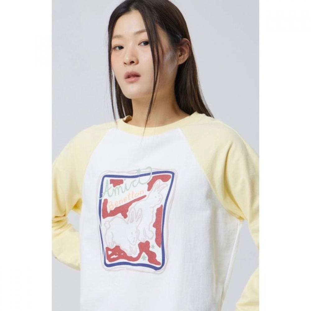 BeneTTon Raglan RabbiT PrinT T shirT baTs95611