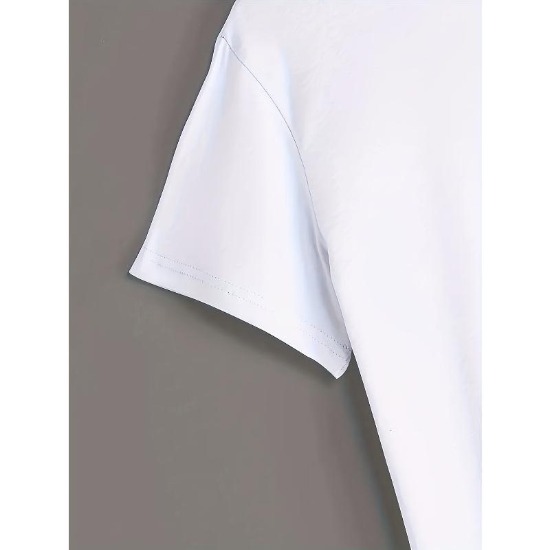 European Size Emotional Themed Simple Stroke Printed Short Sleeved T-shirt, Women'S Casual And Lazy Style Top, Daily Fashionable Dressing Item