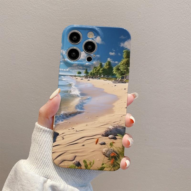 Summer Blue Sky Beach Full Pack Film Phone Case Hard Case for IPhone15pro for Apple Phone Case Ins Style