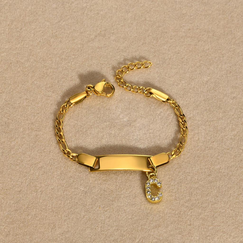 Stainless Steel Children'S Bracelet, Women'S Fashion 26 English Alphabet Jewelry, Simple Jewelry 798