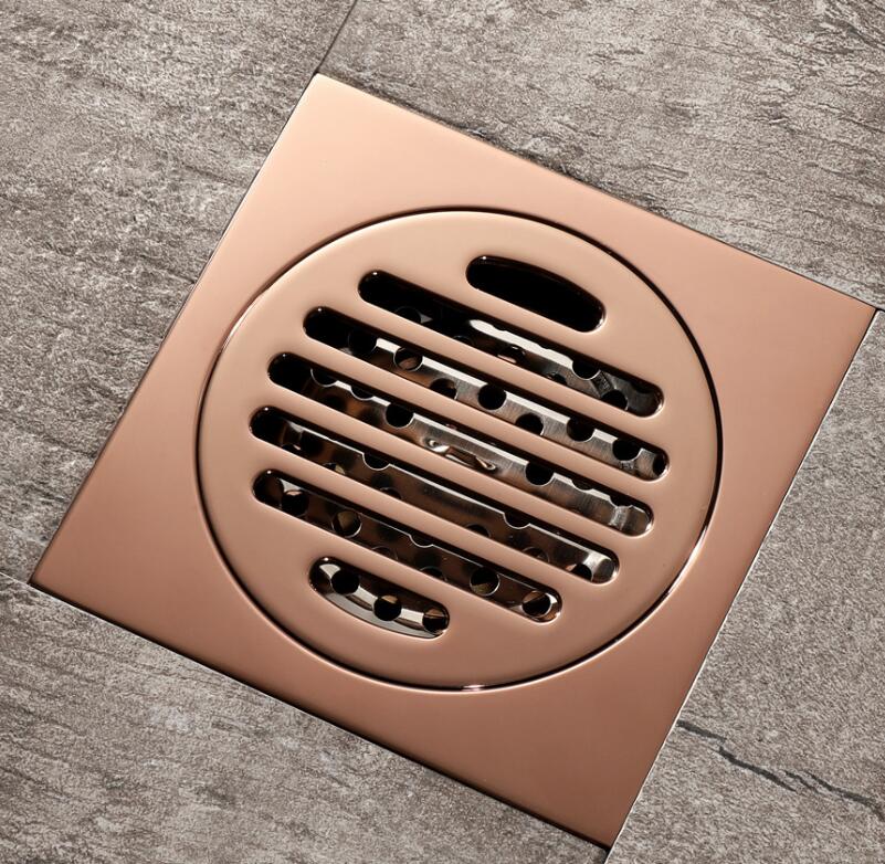 

Tuqiu Floor Drains Rose Gold Brass Shower Floor Drain Bathroom Deodorant Euro Square Floor Drain Strainer Cover Grate Waste розового золота
