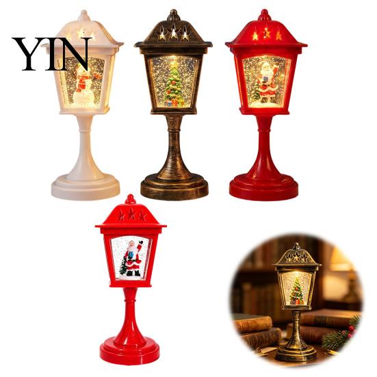 Battery Operated Lamp Christmas Snow Sphere Lamp, Retro Street Design, Santa Decorative Snowman Tree Night Light for Bedroom, Tabletop Decor