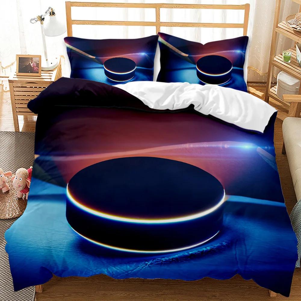 Ice Hockey Duvet Cover Set Twin Hockey Sport Player Bedding Set Winter Extreme Sport Game Polyester Comforter Cover Set King