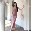 Sweet Spice Girl Shoulder Tub Top Dress Women's Summer Thailand Travel New Pure Desire Skirt Split Skinny Long Dress