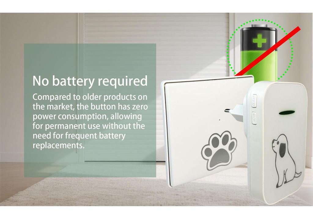 Chenji Wireless Waterproof Pet Doorbell - Self-Powered Entry Bell for Puppies