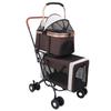Double Pet Stroller Lightweight Detachable Foldable 4 Wheels Pet Strolling Cart Travel Carrier for Cat Dog