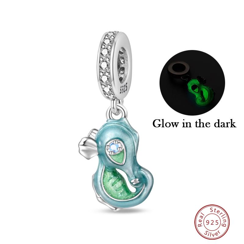 Summer Ocean Series 100% Copper Blue Luminous Jellyfish Seashells Fish Charms Beads Fit Qikaola Bracelets Jewelry