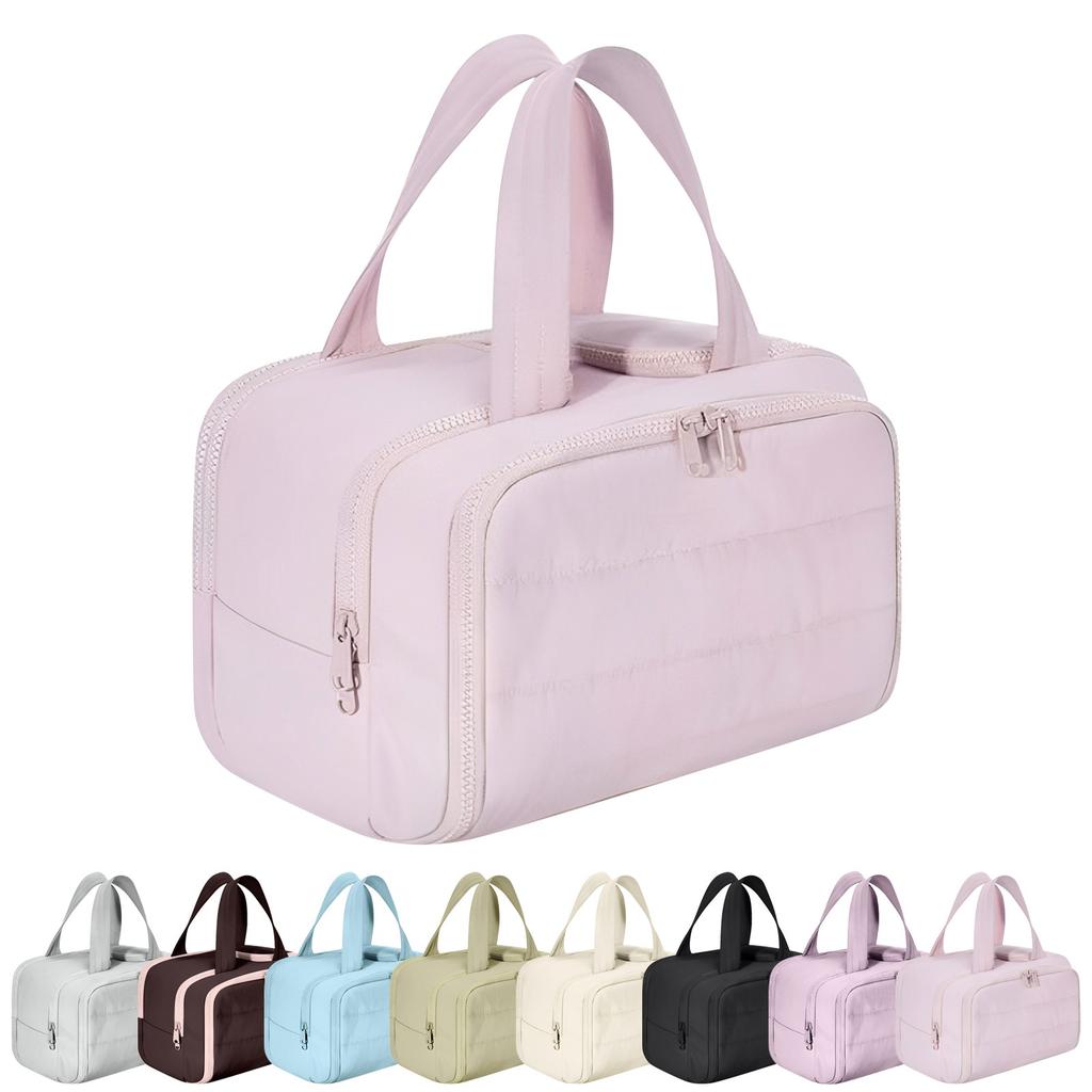 Elouva Toiletry Bag, Spacious Wide-Open Travel Cosmetic Bag With Hygienic Wet/Dry Separation & Bottle Design