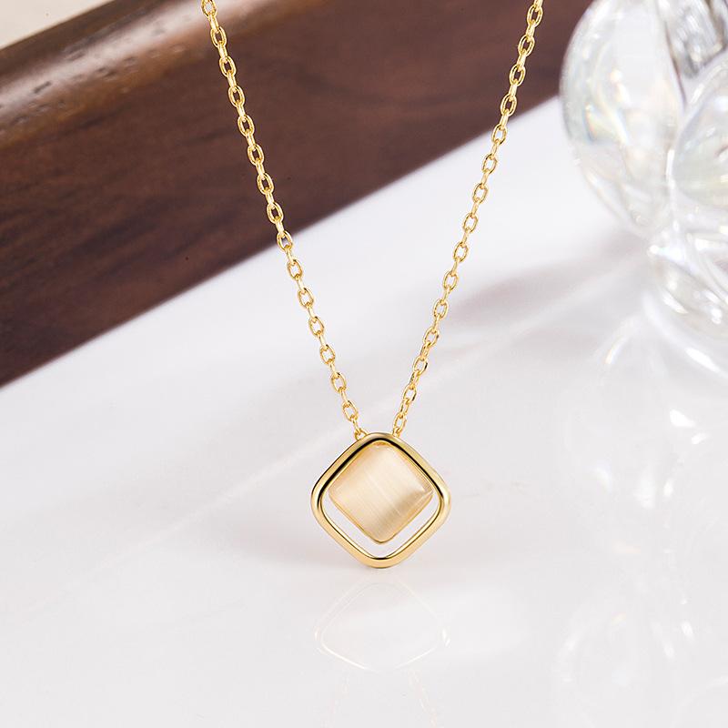 

Женское элегантное квадратное ожерелье с подвеской из опала one size