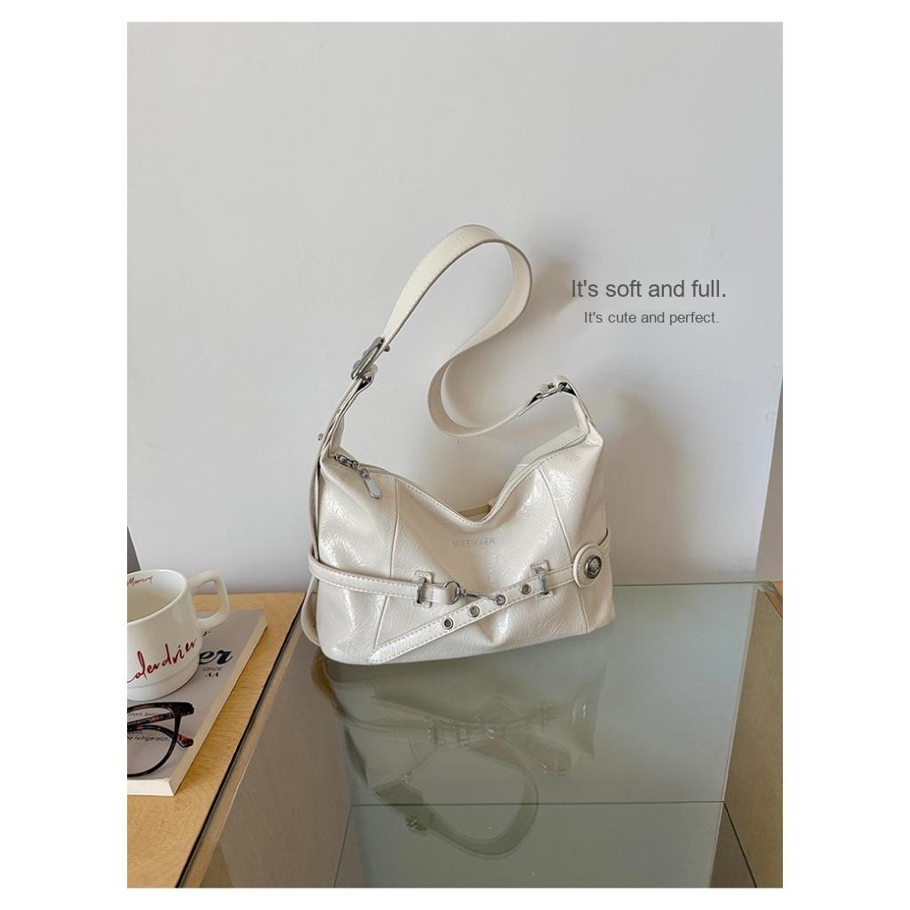 Xeie Thuk Shoulder Bag Women Glossy PU Adjustable Strap Daily Commuting