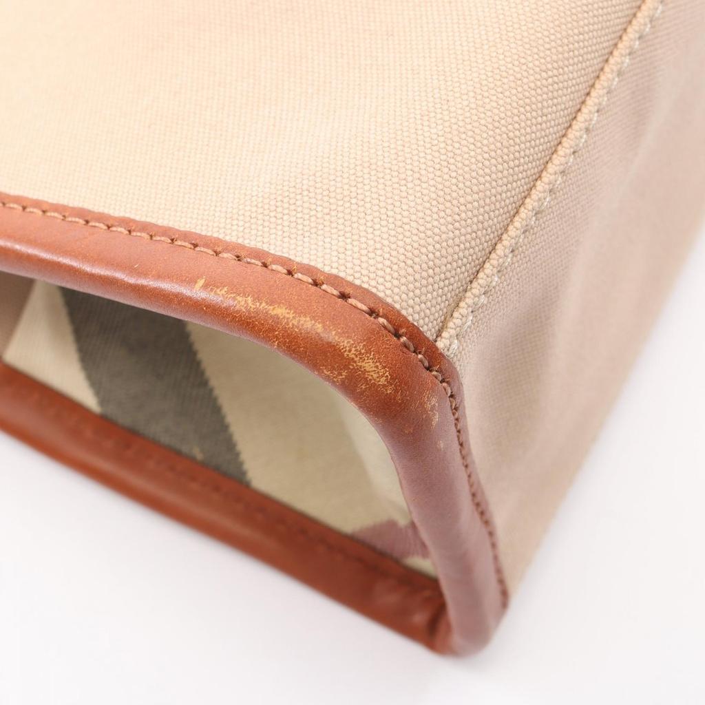 Used BURBERRY Nova Check Tote Bag Canvas Leather Beige Brown Used Women