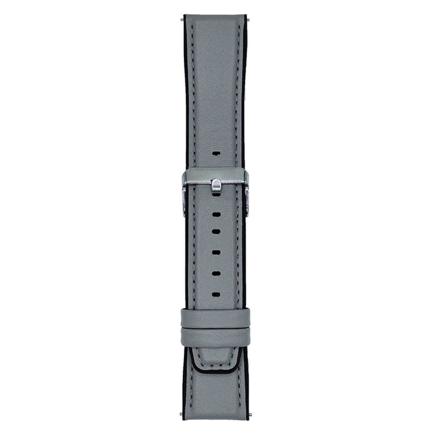 

20mm Watch Band for Samsung Galaxy Watch7 44mm/40mm Flat End Napa Texture PU Covered Silicone Strap Grey