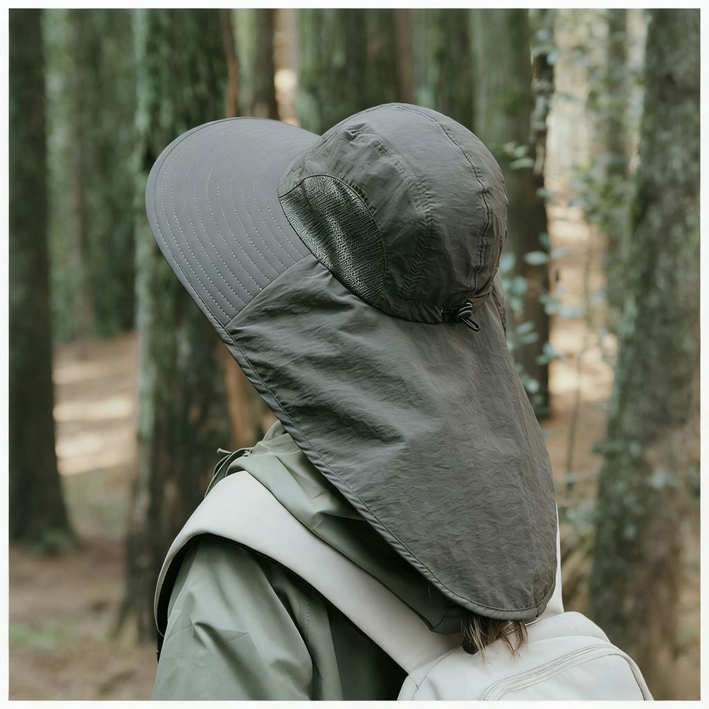 Summer Eaves Anti-ultraviolet Sun Hat Men and Women Outdoor Mountaineering Fishing Hat Cycling Face Cover Neck Sun Hat