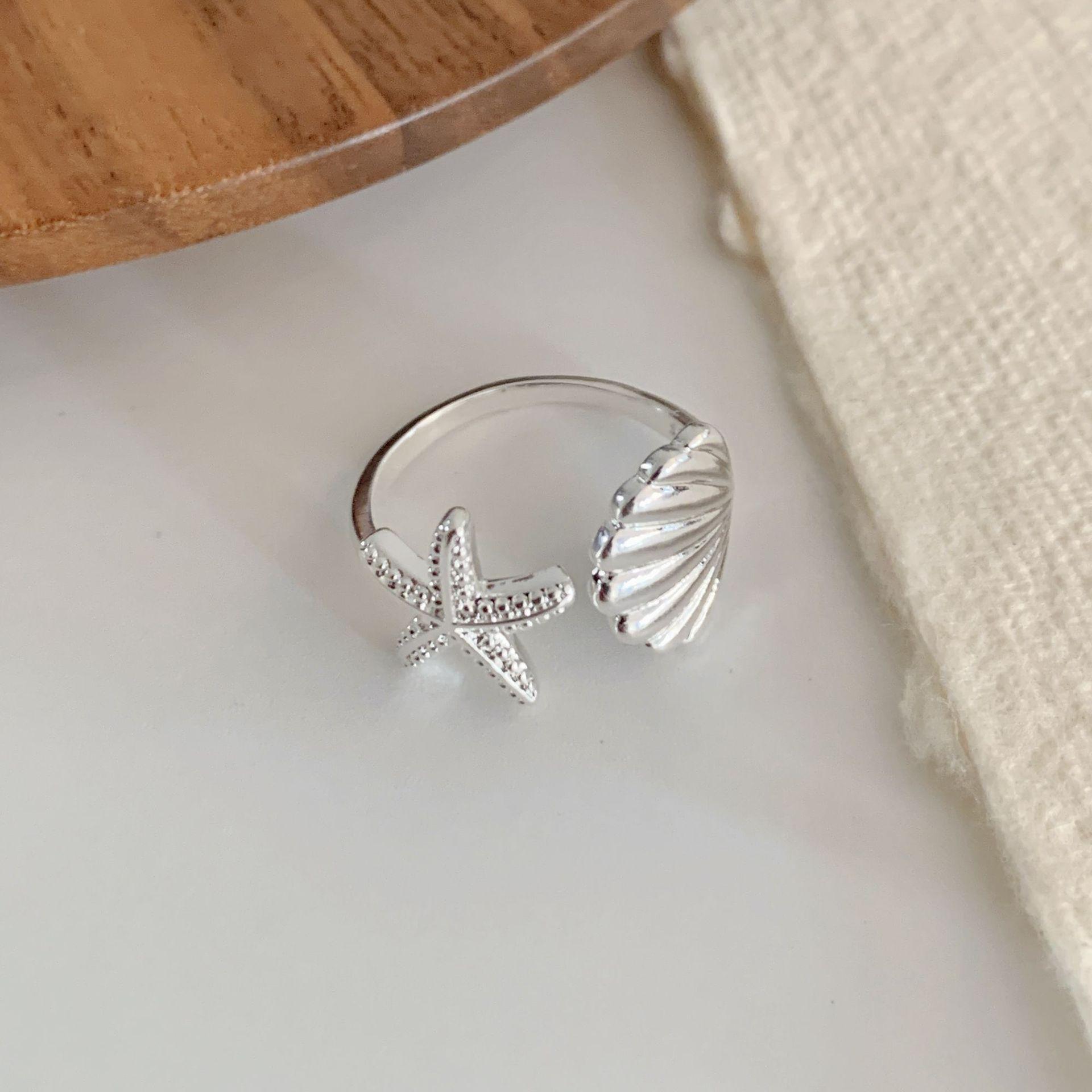 Women s Geometric Starfish Wave Ring - Versatile, Fashionable, Open Design Open Adjustable