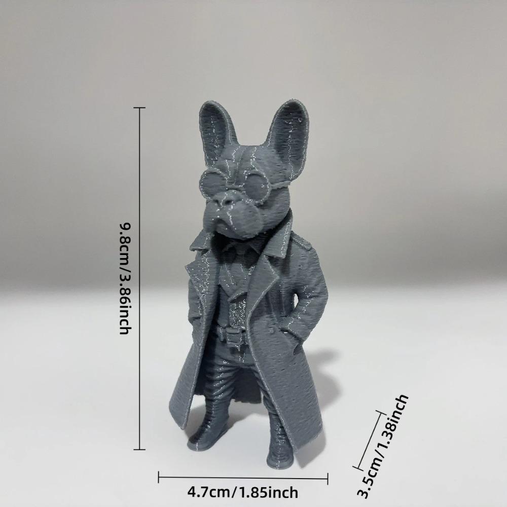 Bulldog Gentleman Statue Ornament, French Bulldog Gentleman Detective Sculpture, Cool Windbreaker Sunglasses Shaped Handicrafts