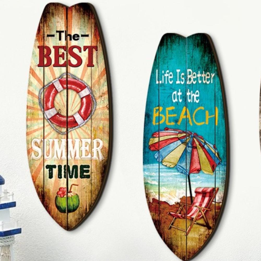 Retro Surfboard Hanging Sign Hawaiian Style Ocean Surfboard Decor  Surfer Room