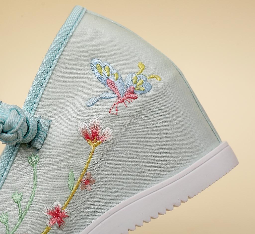 Fashion Oriental Elegance Satin - Embroidered Wedges | Buckle - Strap Hanfu - Friendly Ancient  Charm Shoes
