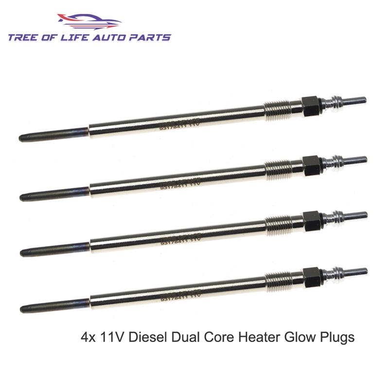 4PCS 11V Dual Core Glow Plugs For Alfa Romeo 147 156 159 GT 1.9 JTD Fiat Bravo II Croma Stilo 1.9D Multijet 46792355 55187863